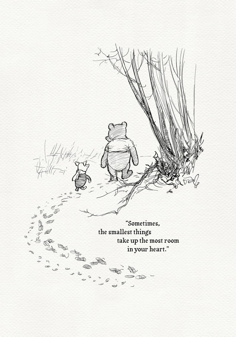 Sometimest the smallest things... Pooh Quotes Pooh and Piglet classic vintage style print 63a image 6