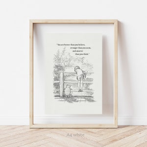 You are braver than you believe Winnie the Pooh quotes classic vintage style poster print 113a image 8