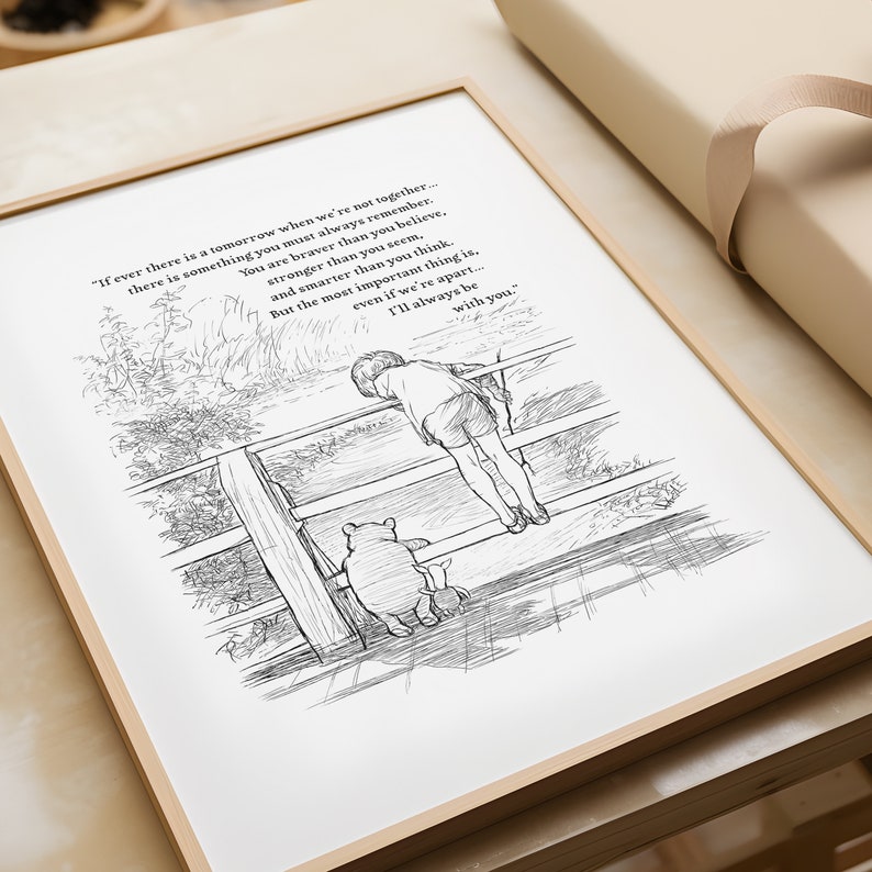 Printable You are braver than you believe Winnie-the-Pooh Quote Poster Classic Black&White Print illustration A2 A3 A4 A5 Downloadable image 5