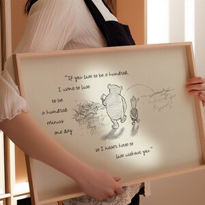 if you live to be one hundred... Pooh quotes horizontal classic vintage style poster print 131 image 2