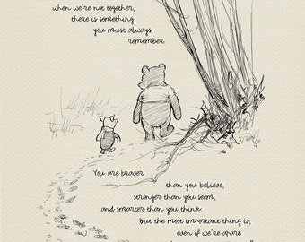 You are braver than you believe - Winnie the Pooh Quotes - classic vintage style  poster print #03