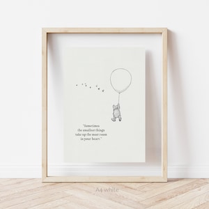 Sometimes the smallest things take up the most room in your heart Pooh Quotes classic vintage style poster print 43 image 8