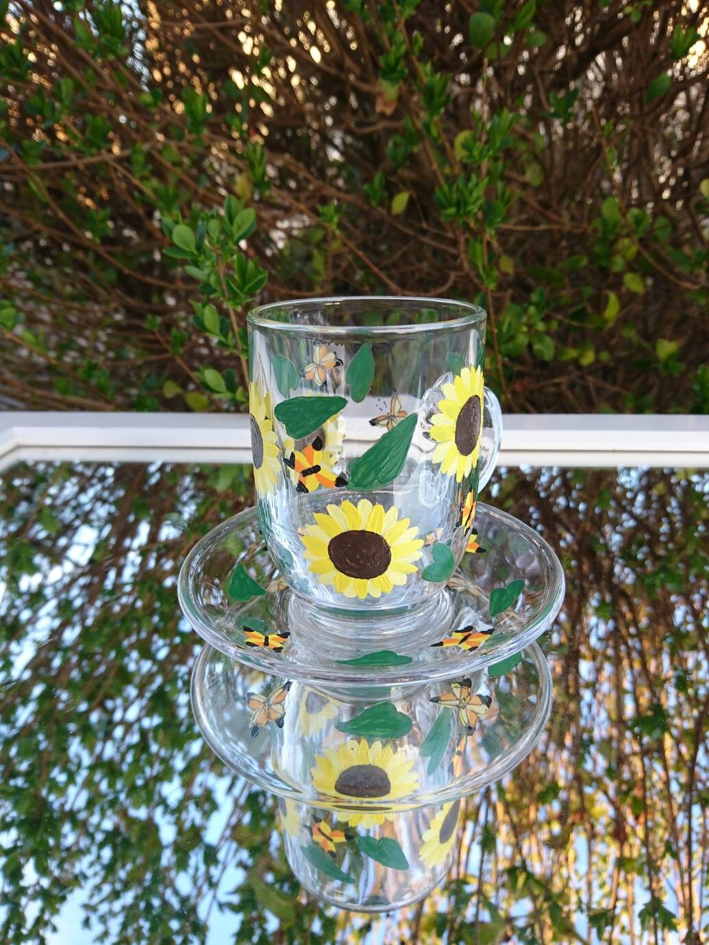 Sunflowers cup Hand painted cup and saucer set sunflowers Etsy