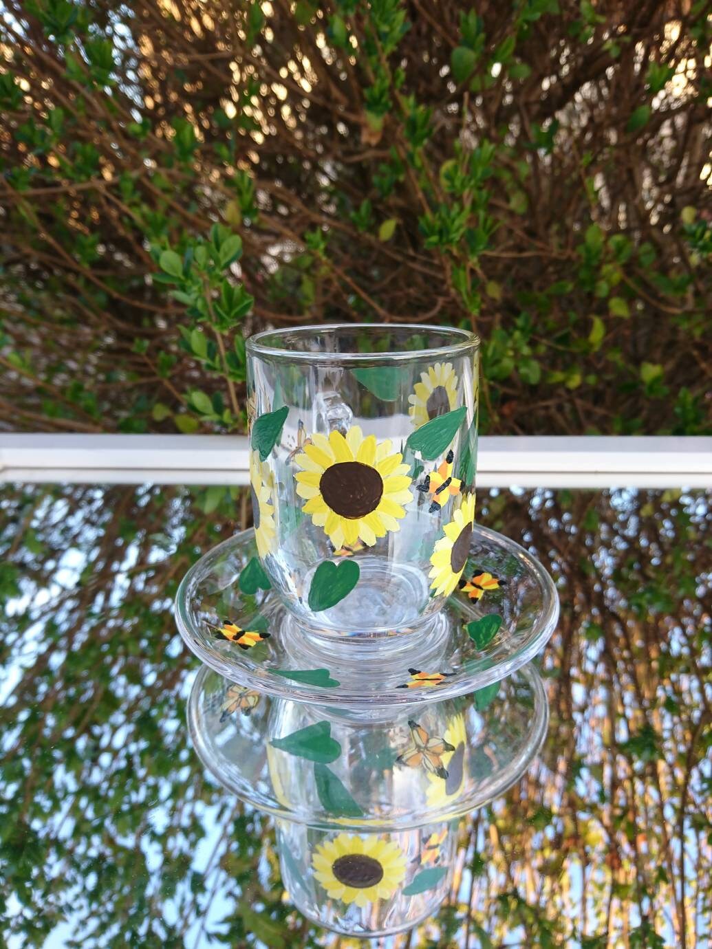 Sunflowers cup Hand painted cup and saucer set sunflowers Etsy