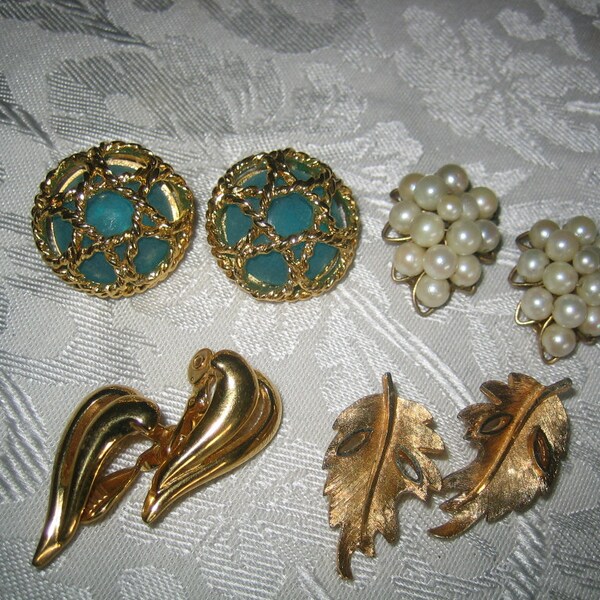 Vintage Lot of 4 Pair Earrings Paolo,BSK,Monet,