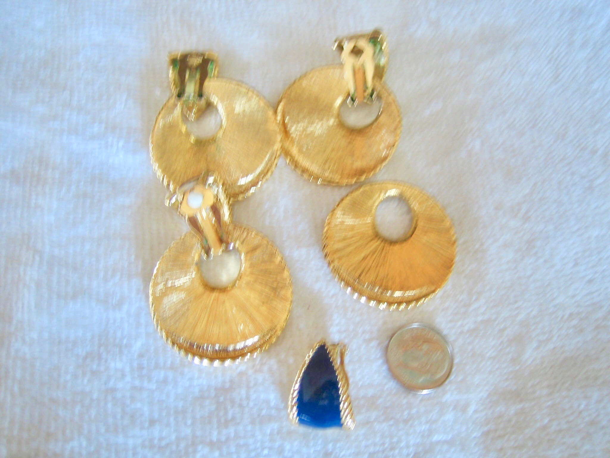 Vintage Colored Enamel Jade Drop Dangle Earrings