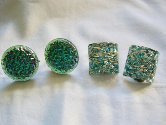 Vintage 50s Confetti & Carnival Glass Earrings - image 3