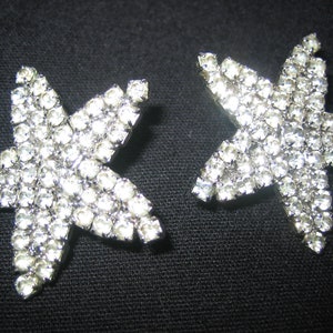 Vintage Prong Set Rhinestone Large Star Earrings