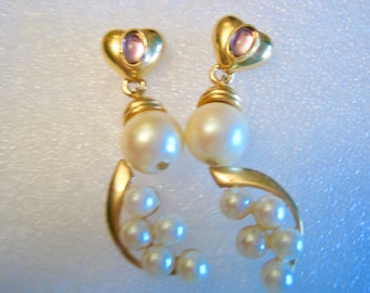 Vintage 2 Pair Pearl Earrings Pierced Post