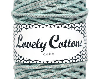 Lovely Cottons 3mm koord / Grijs-Mint / 100 meter / Gevlochten katoenen koord / macrame touw / macrame string / haak