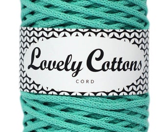 Lovely Cottons 3mm koord / Mint / 100 meter / Gevlochten katoenen koord / macrame touw / macrame string / haak