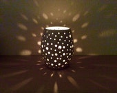 White Ceramic Candle Holder - tea light - handmade pottery - home decor - ready to ship