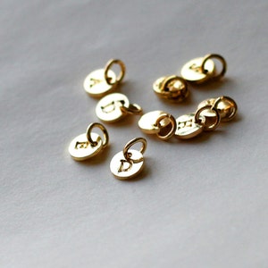 6mm initial Charm, Golden Letter charms, Initial Round Disc, Can Add to necklace or Bracelet, Personalized Initial Charm