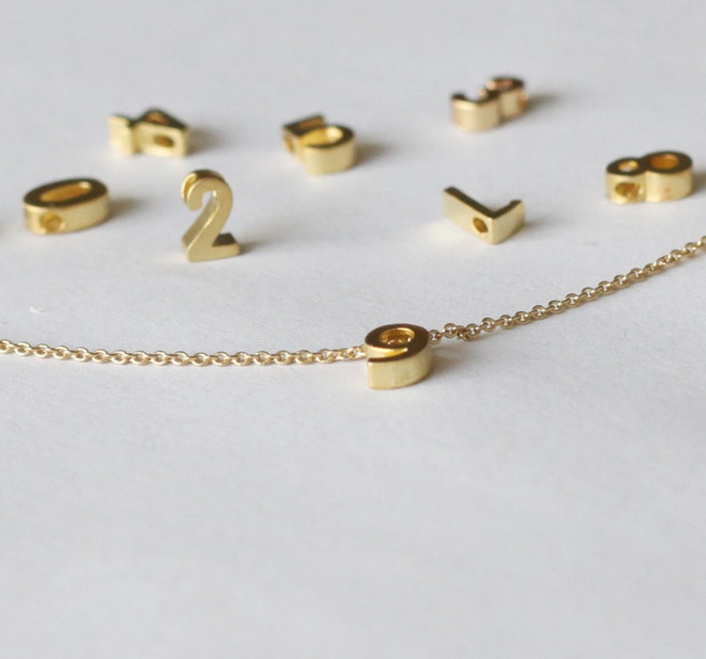 7x5mm Mini 3D Number Charm Matte Golden Number Charm Can Add Etsy