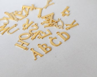 15mm initial Charm, Golden Letter,Silver charms, Golden plated brass letter, Can Add to necklace or bangle, Personalized Initial Charm