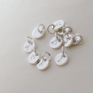 6mm initial Charm, silver Letter charms, Initial Round Disc, Can Add to necklace or Bracelet, Personalized Initial Charm