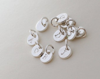 6mm initial Charm, silver Letter charms, Initial Round Disc, Can Add to necklace or Bracelet, Personalized Initial Charm