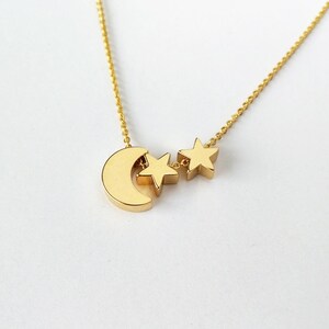 Colar de lua e estrela, pingente de lua dourada e estrelas, eu te amo, presente para mãe e filha, presente para o amor, presente para ela