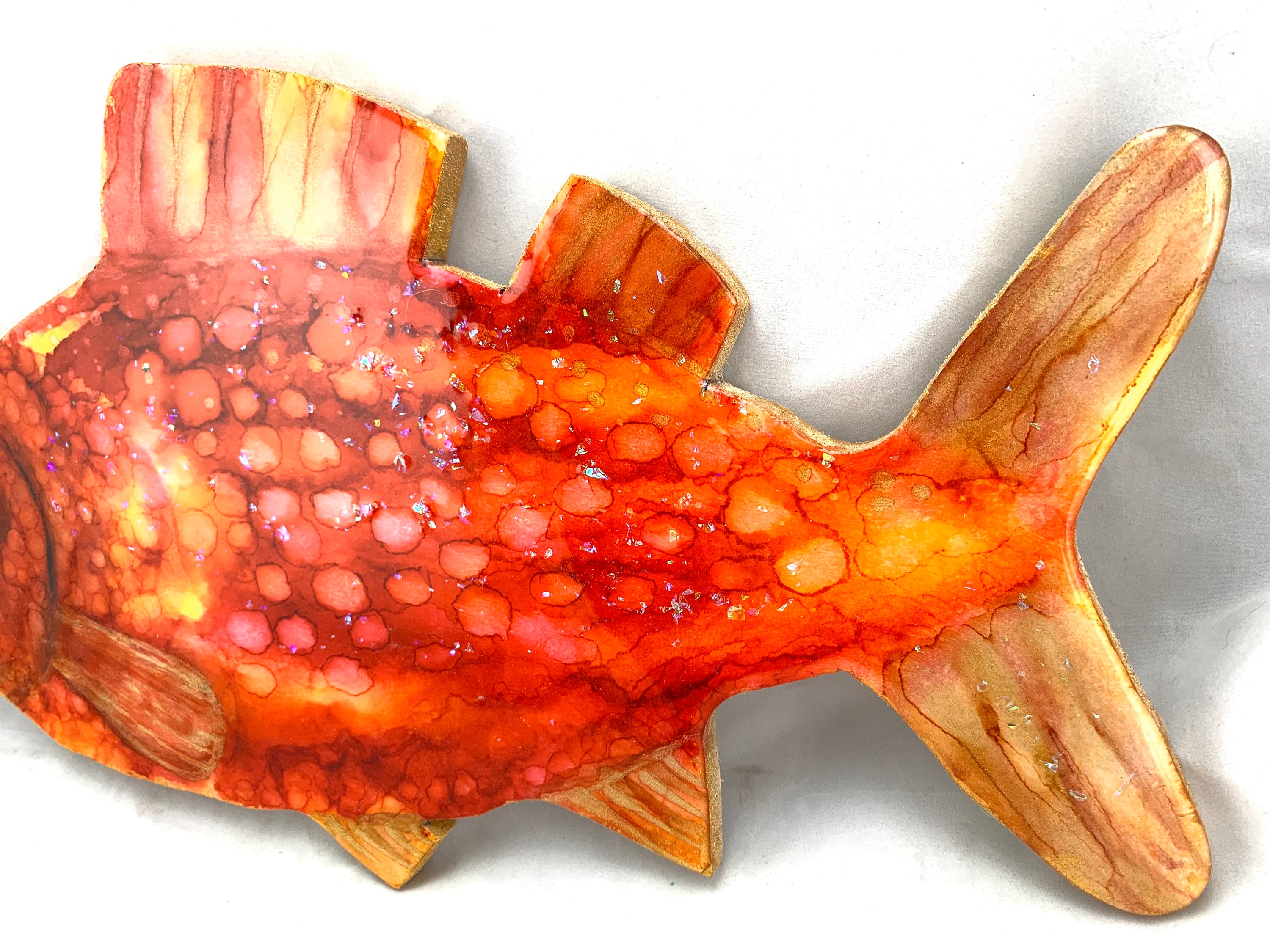 Abstract FIsh Wall Art Red Etsy