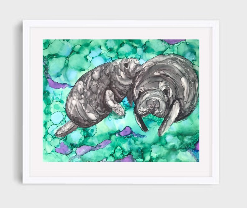 Manatees Abstract Original Alcohol Ink Painting - Etsy