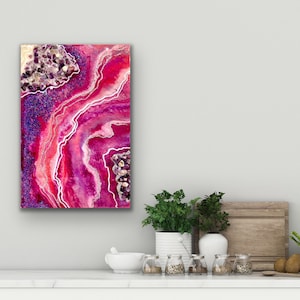 Pink & Purple Amethyst Resin Geode Art Painting - Wall Decor