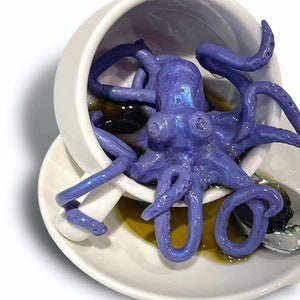 Tea Cup Creations - Purple Octopus - Tea Cup Sculpture.