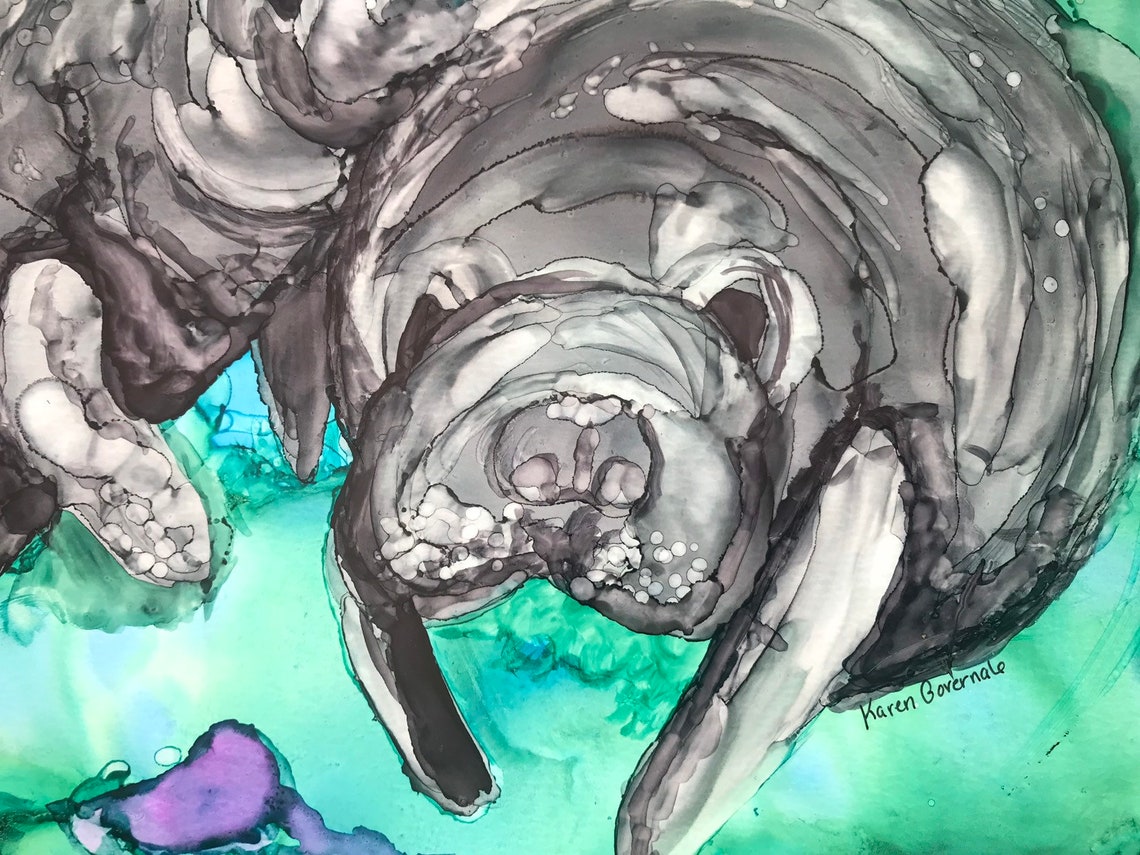 Manatees Abstract Original Alcohol Ink Painting - Etsy