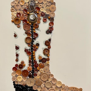 Cowboy Boot - Button Art - Western wall art “Button Trails”