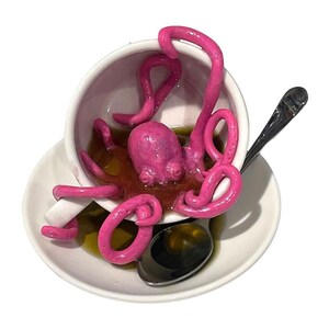 Tea Cup Creations - Pink Octopus - Tea Cup Sculpture.