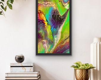Rainbow Paint Pour Painting