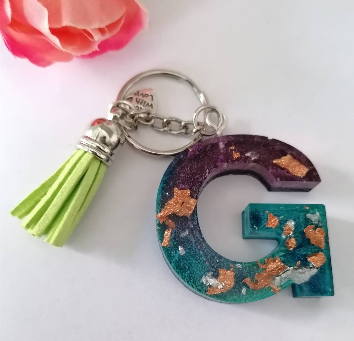 Personalised Letter G keyring Glitter keychain stocking Etsy