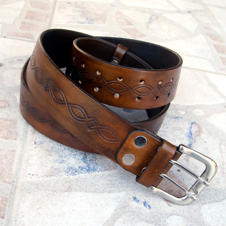 Men's Leather Belt, Men's Dark Brown Leather Belt, Rustic Leather Belt ...