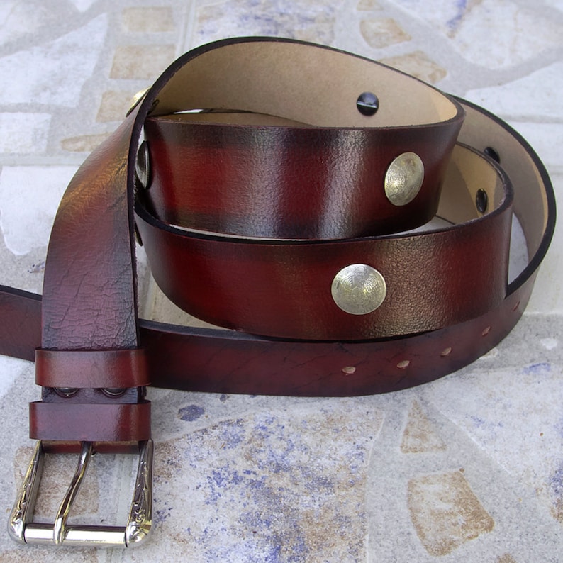 Mexican coin chonchos belt Men/'s Leather Belt Hand dyed and antiqued Top quality vegetable tanned leather Rustic leather belt