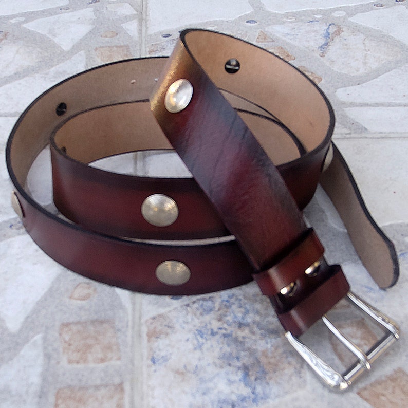 Mexican coin chonchos belt Men/'s Leather Belt Hand dyed and antiqued Top quality vegetable tanned leather Rustic leather belt