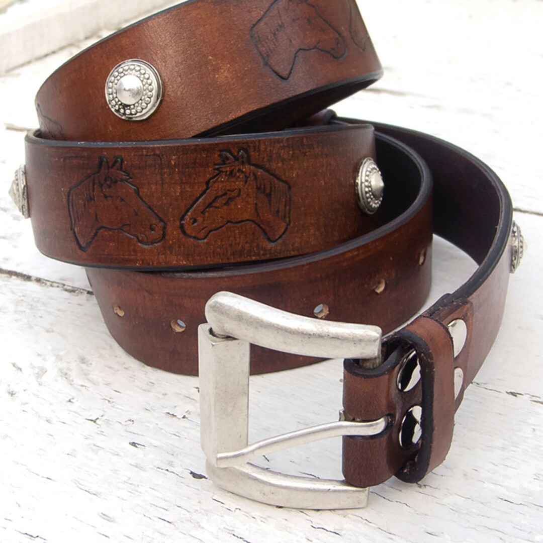 Men's Leather Belt, Dark Brown Leather Belt, Horse Belt, Top Quality