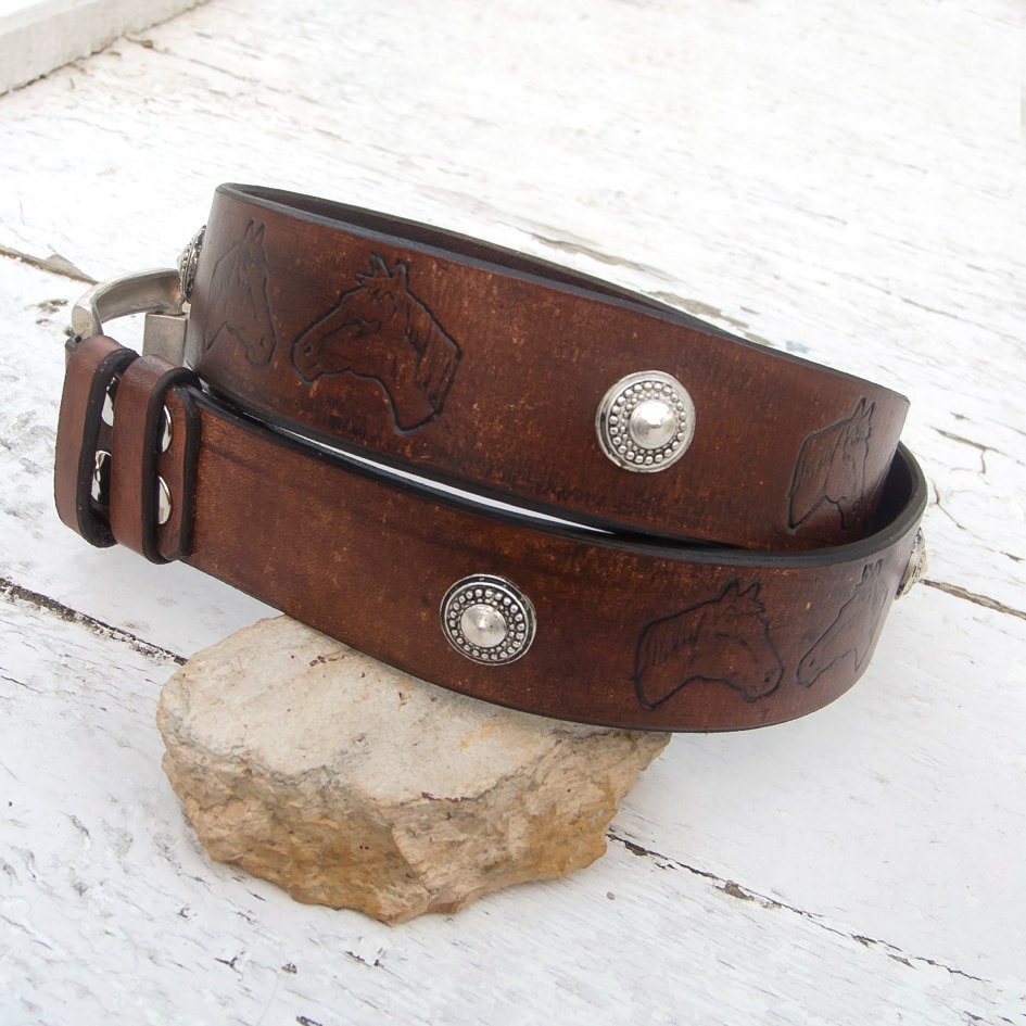 Men's Leather Belt, Dark Brown Leather Belt, Horse Belt, Top Quality