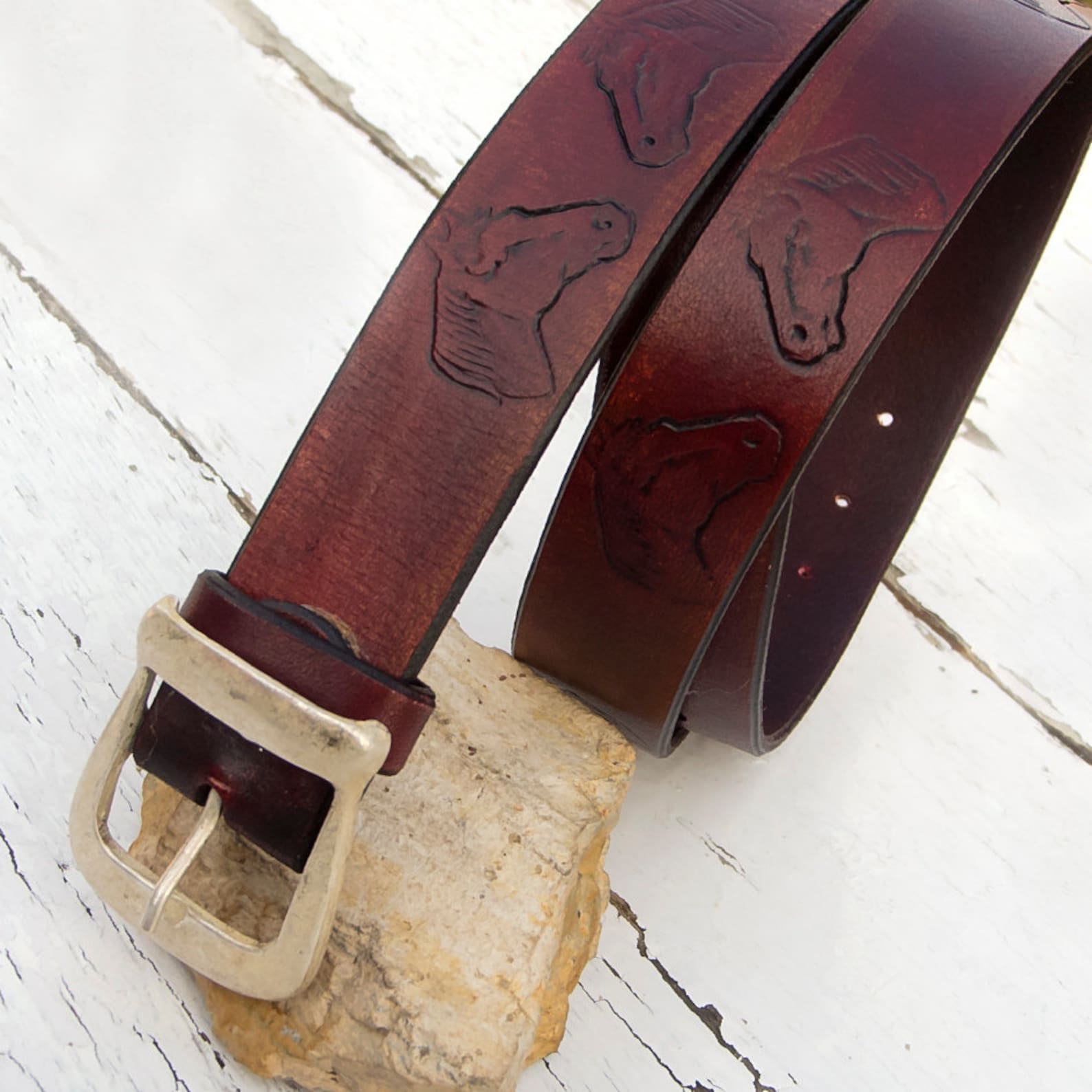 Women Leather Belt Cowboy Belt Horse Design Leather Belt Etsy