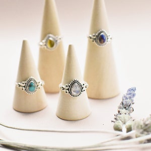 Moonstone Sterling Silver 925 Ring, Boho Ring, Rainbow Moonstone