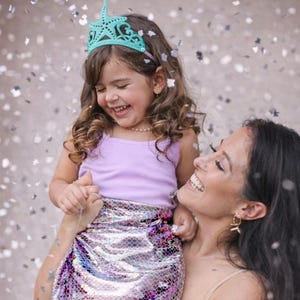 Mermaid Tail Apron Skirt with Felt Crown – Kids Mermaid Costume, Mermaid Birthday Outfit, Mermaid Party Favor, Dress Up for Girls 2–6 image 2