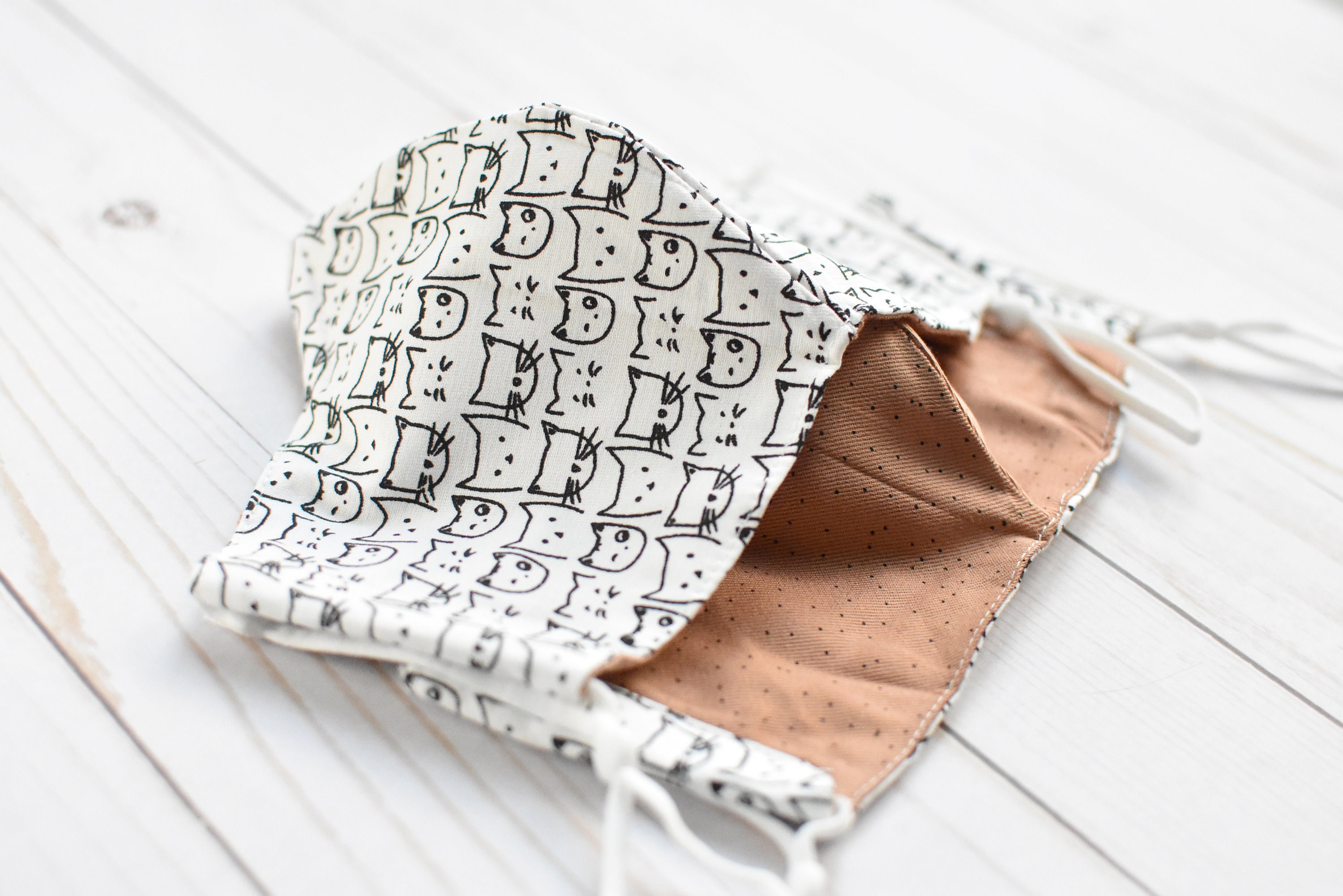 Kitty Cat Triple layered  Cotton Fabric Face Mask with Filter Pocket …