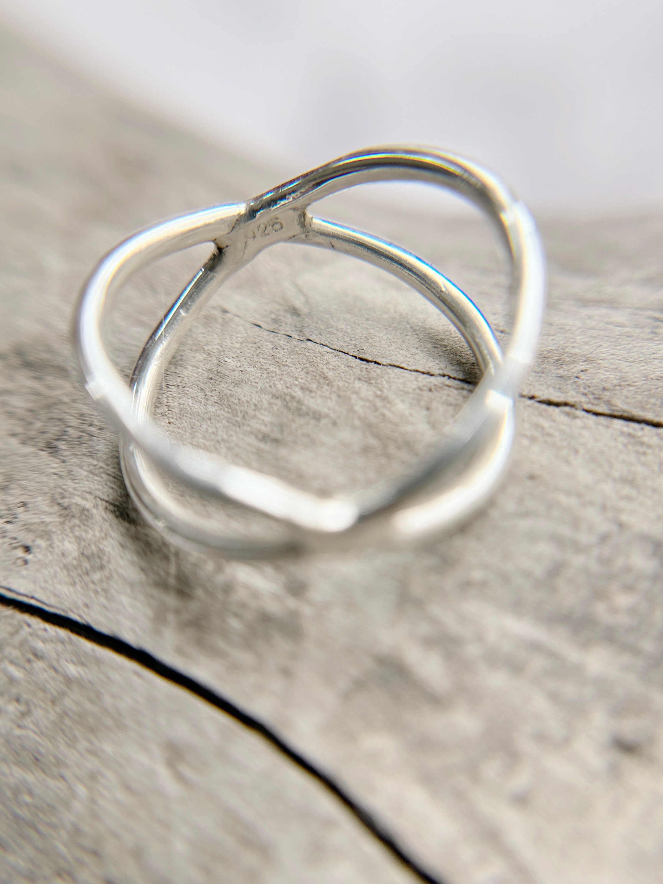 Criss Cross Wave Knot Boho Ring - .925 Sterling Silver Band, Sizes 5-10
