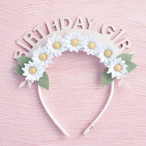 Geburtstagskrone Mädchen, Kindergeburtstag, Geburtstags-Tiara, Geburtstags-Accessoires, Gänseblümchen, Krone, Blumenstirnband, Geburtstagskrone