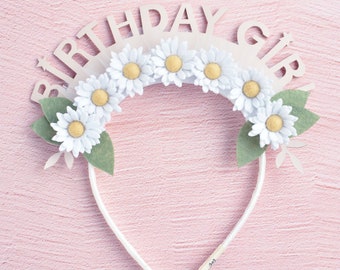 Birthday Headband Girl, kids birthday, Birthday Tiara, Birthday Accessories, Daisy, First bday Crown, Floral Headband, Birthday Crown
