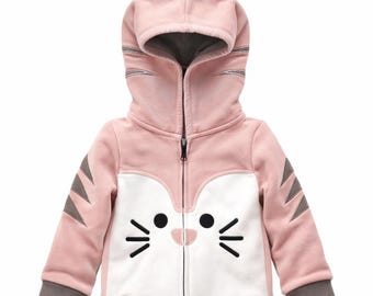 Sweat à capuche en polaire Kitty pour fille : veste chat kawaii (3T)