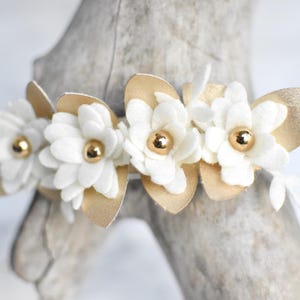 White Felt Daisy Crown, Flower Crown, Daisy Headband, Baby Nylon Headbands, Floral Crown, Flower Headband