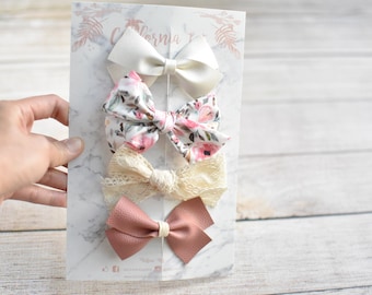 3.5" Baby Bows: Strong Grip Clips or Nylon Headbands