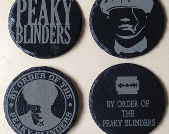 Ensemble de 4 sous-verres Peaky Blinders en ardoise, Peaky Blinders, sous-verres, sous-verres en ardoise