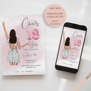 30th Birthday Invitation Digital Invite Any Age Pink Personalised Download Party 21st 16th 40th 50th 60th 18th Invite PDF WhatsApp