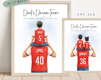 Any team Football / Soccer Personalised Father Dad Grandad Brother Football Team Print: Daddy's Dream Team Custom Made Portrait Christmas