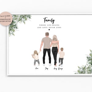 My Family Our Family Print Gift Digital Gift Personalised Gifting Neutral New Home | Birthday | Fathers Day Picture Back Walking